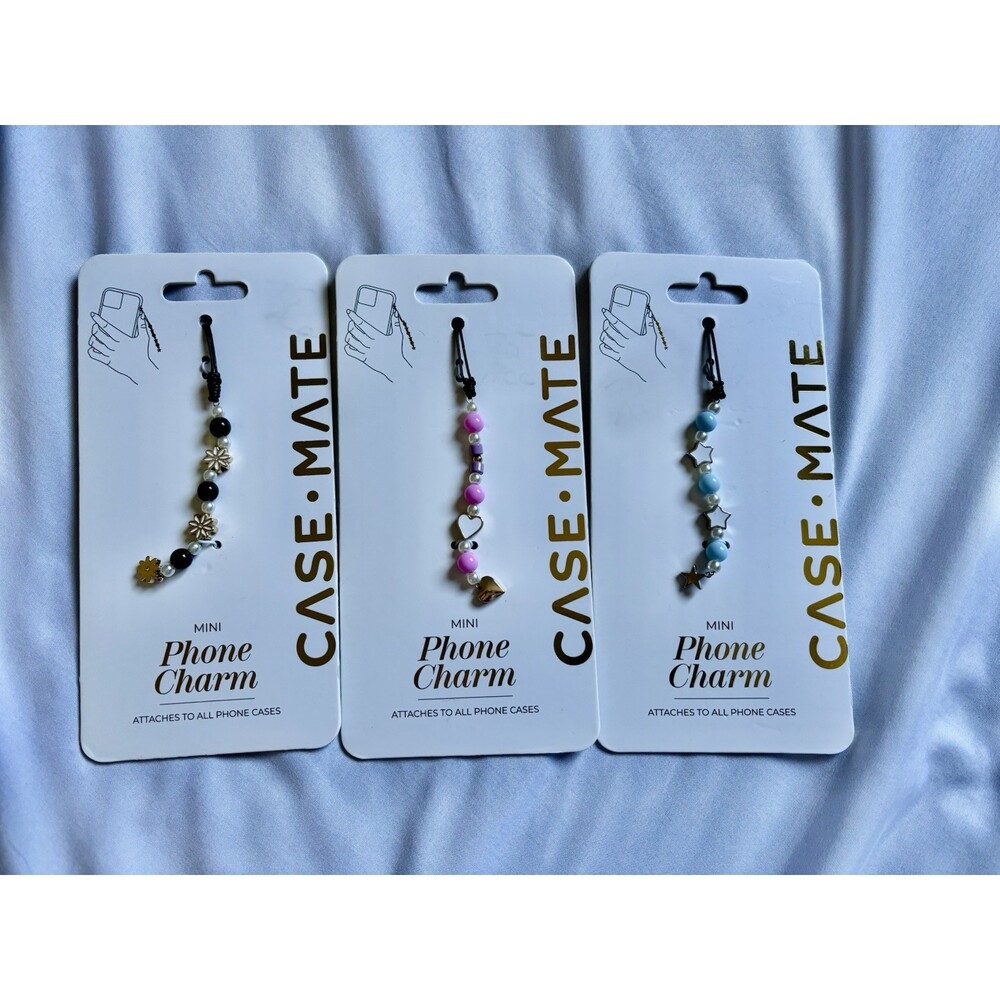 Lot Of 3 Casemate Mini Phone Charm For All Phone Cases-Black, Pink And Blue